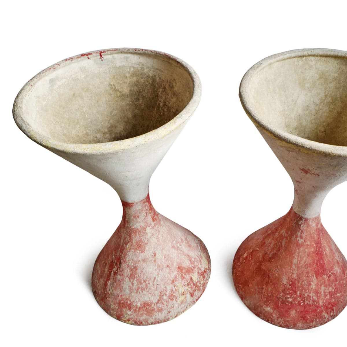 Willy Guhl Hourglass Red & White Planter Pair - Thumbnail 4