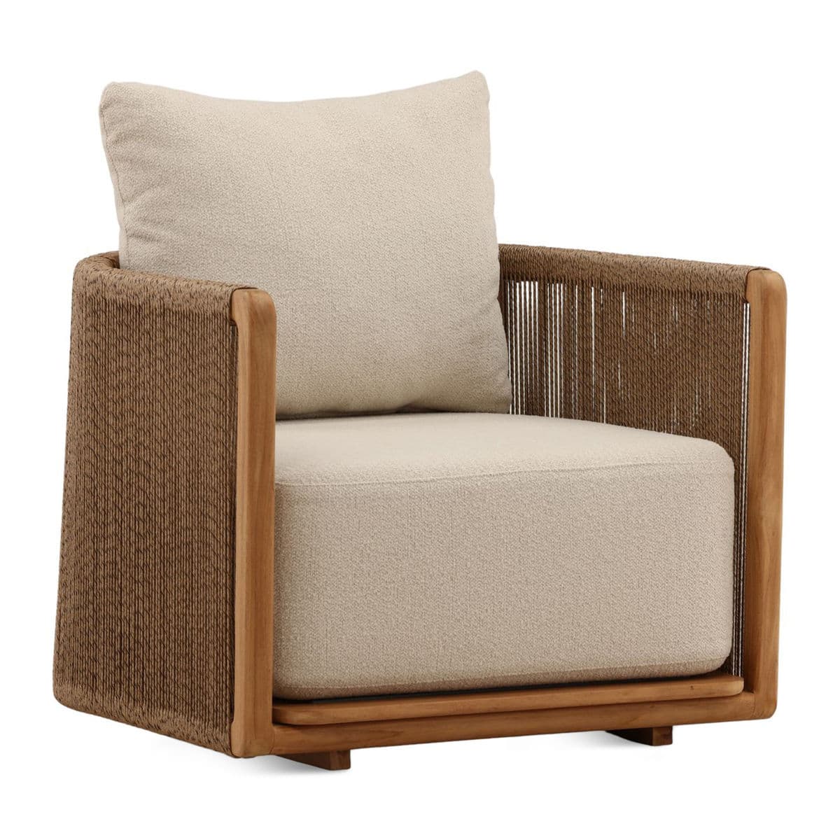 Rope Wrapped Teak Outdoor Accent Chair - Thumbnail 4