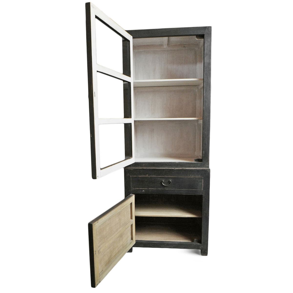 Black Elm & Glass Single Display Cabinet - Thumbnail 4