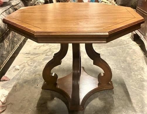 Spanish Revival Octagonal Coffee Table in Oak and Fruitwood by Mersman - Mid 20th Century - Thumbnail 4