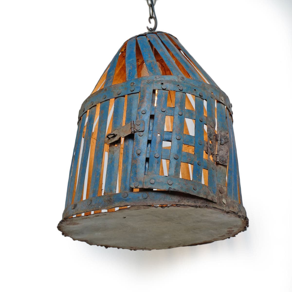 Industrial Iron Basket Cage Lantern - Thumbnail 4