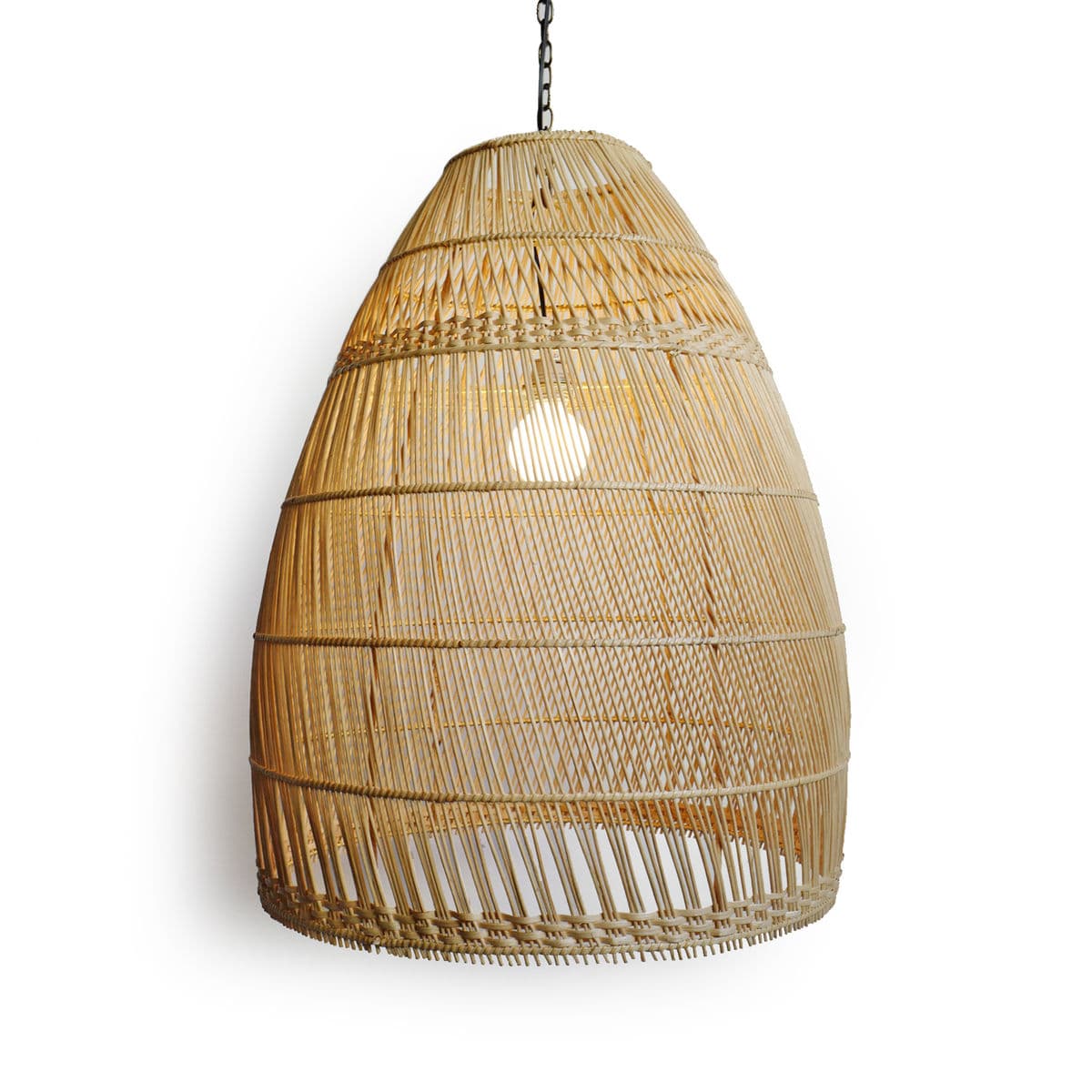 Natural Wicker Basket Bell Lantern Large - Thumbnail 4