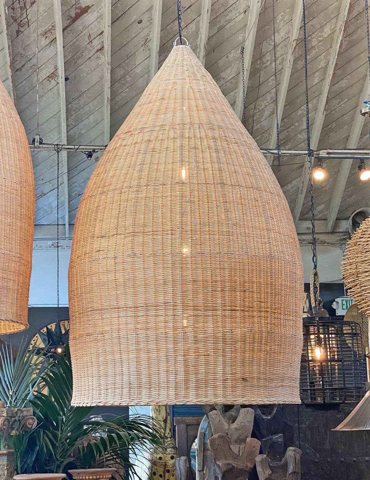 Giant Raw Rattan Pod Lantern - Thumbnail 4