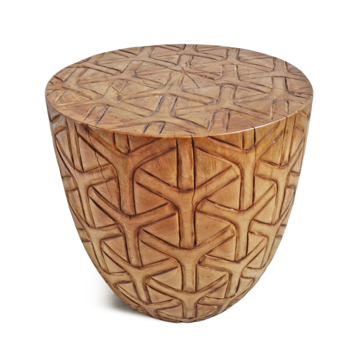 Natural Gumdrop Cane Carved Stool - Thumbnail 4