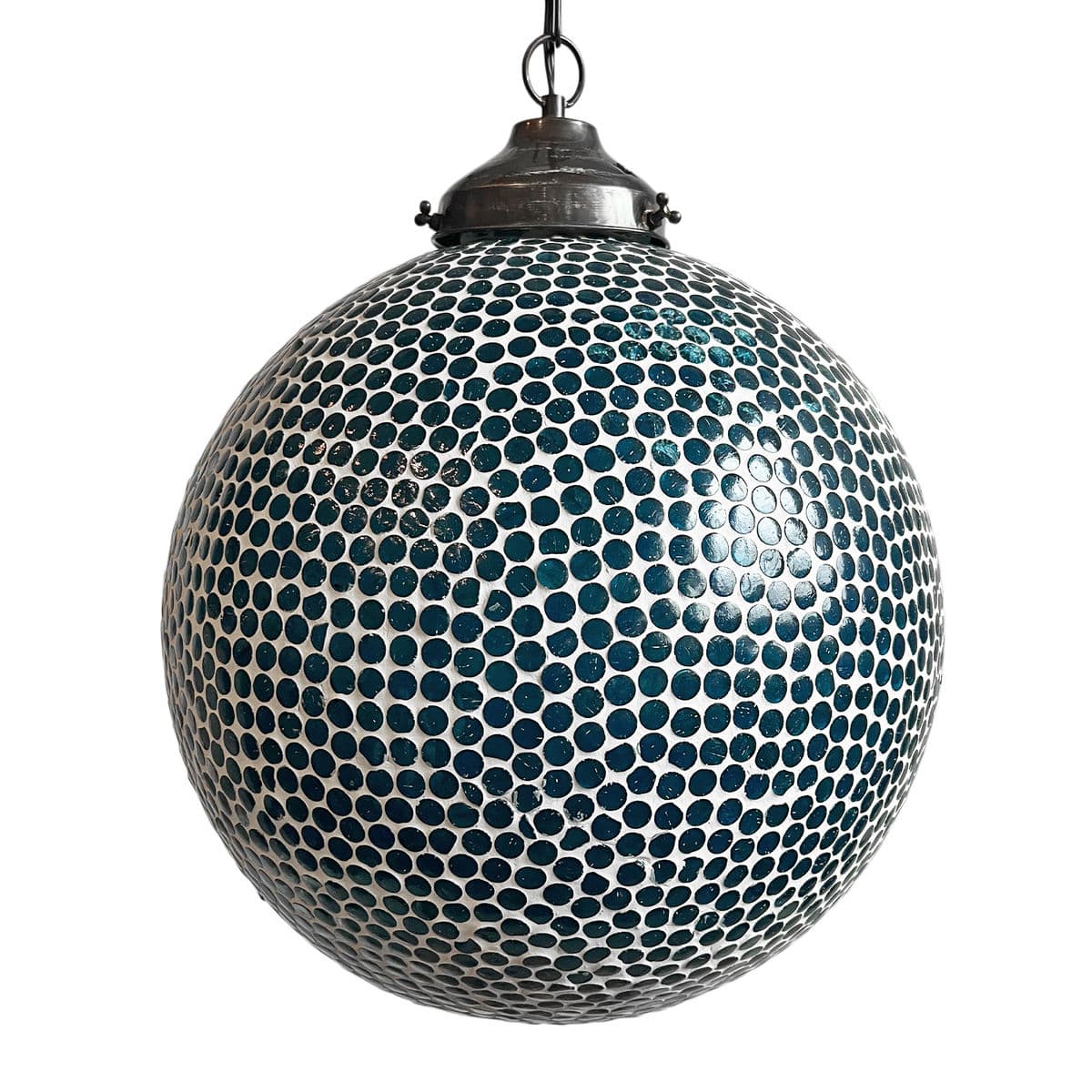 Caribbean Blue Mosaic Globe Pendant Large - Thumbnail 4