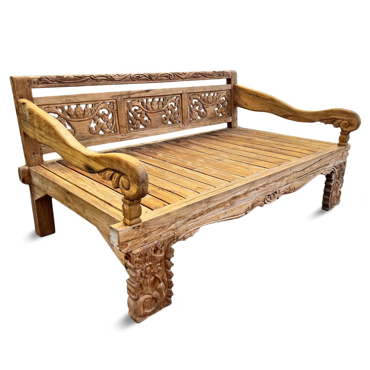 Outdoor Teak Carved Java Twin Daybed - Thumbnail 4