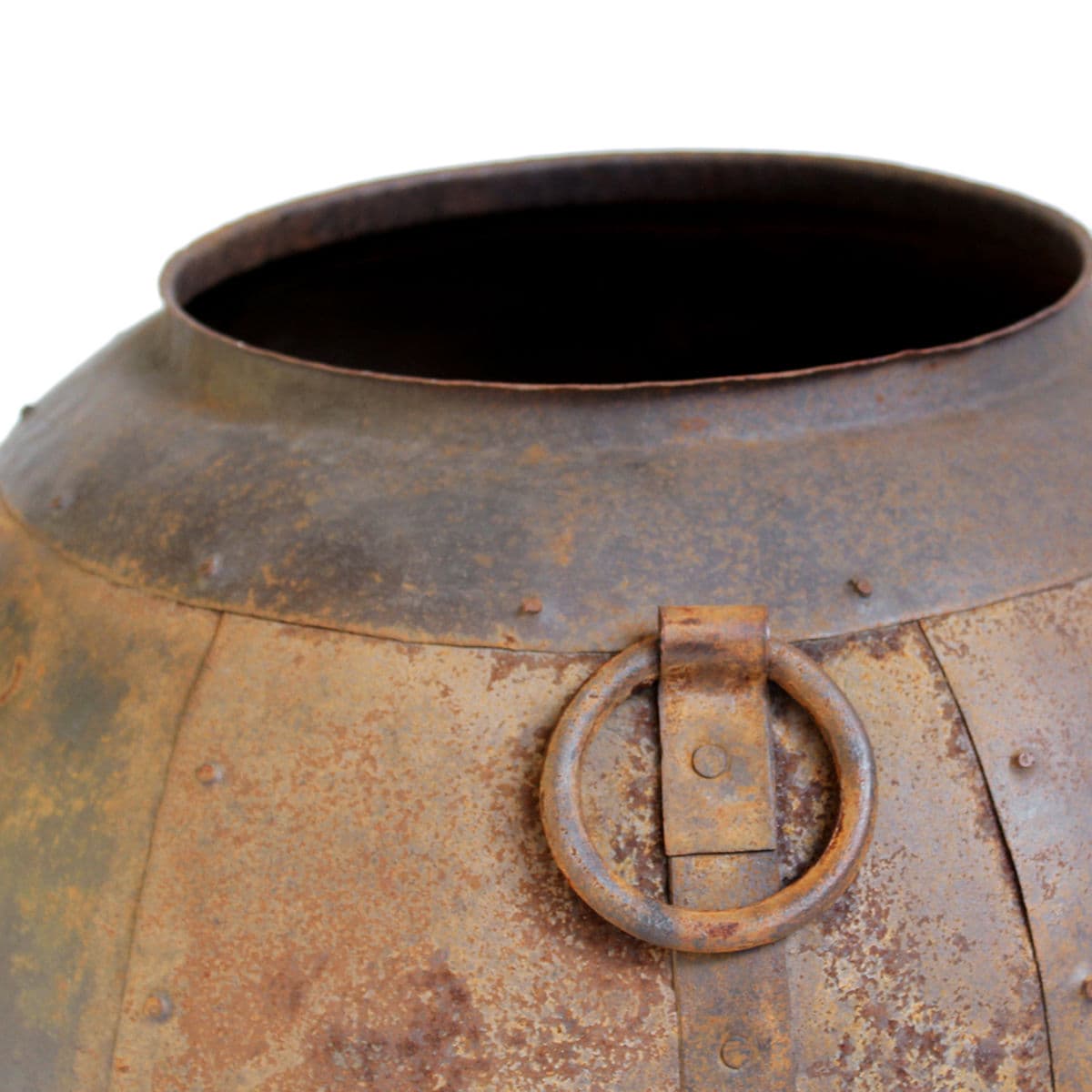 Vintage Industrial Round Iron Pot - Thumbnail 4