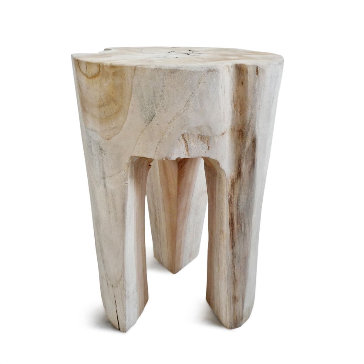 Organic Raw 3 Leg Teak Stool - Thumbnail 4