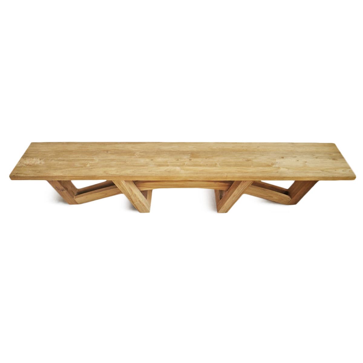 Outdoor Teak Bow Trestle Bench - Thumbnail 4