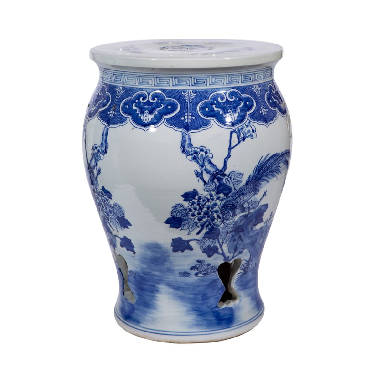 Blue & White Bird Garden Stool - Thumbnail 4