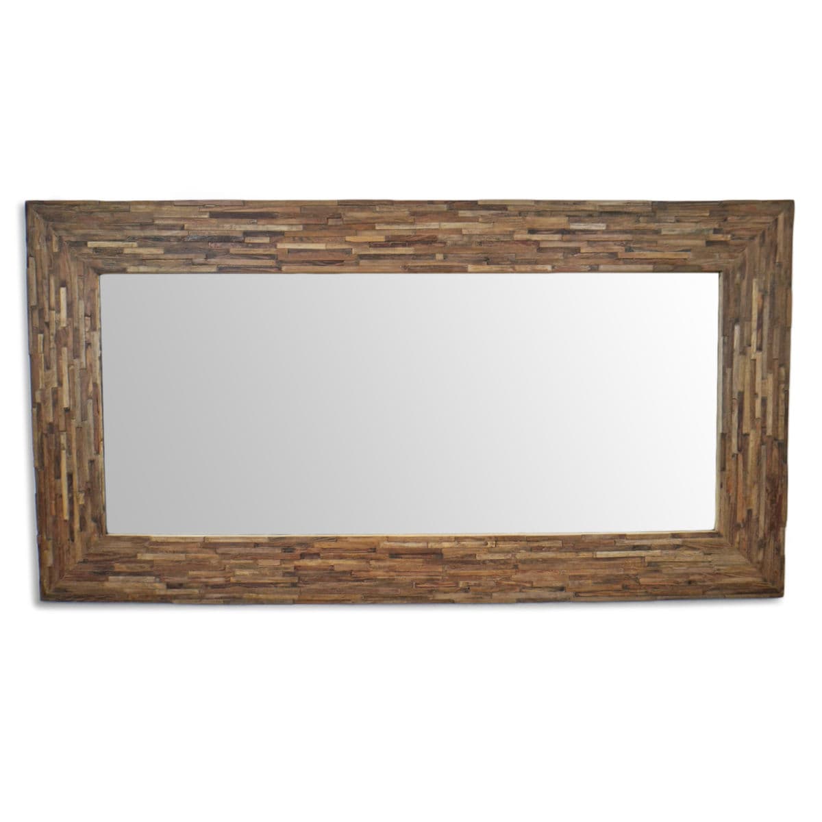 Salvaged Wood Strip Large Mirror - Thumbnail 4