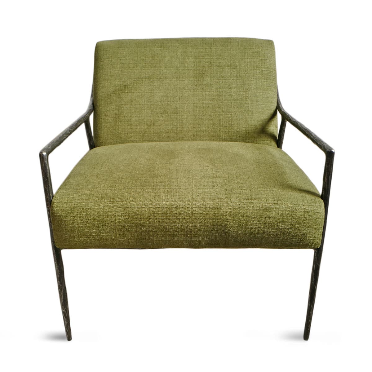 Modern Hammered Iron & Fern Green Accent Chair - Thumbnail 4