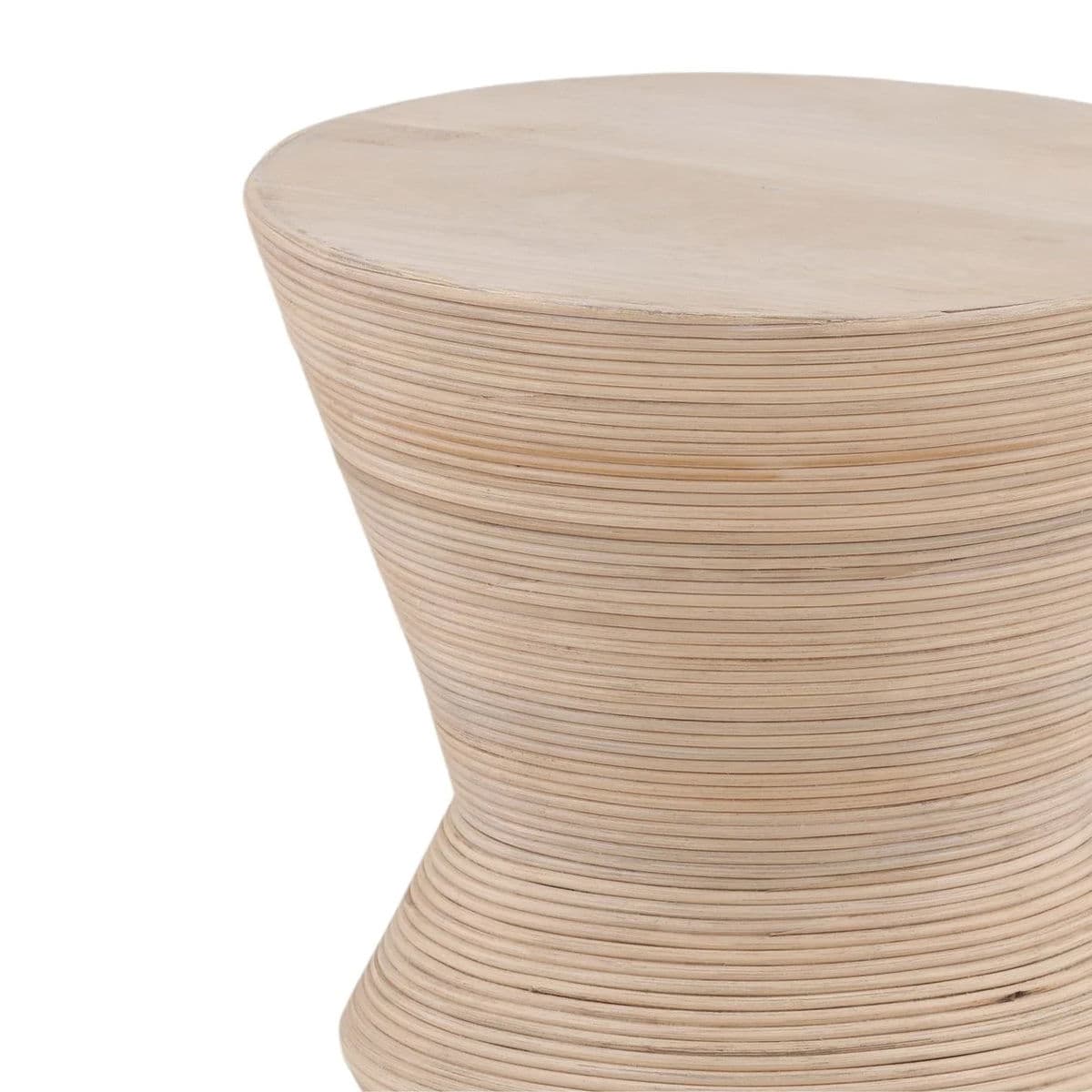 Cane Wrapped Side Table Stool - Thumbnail 4