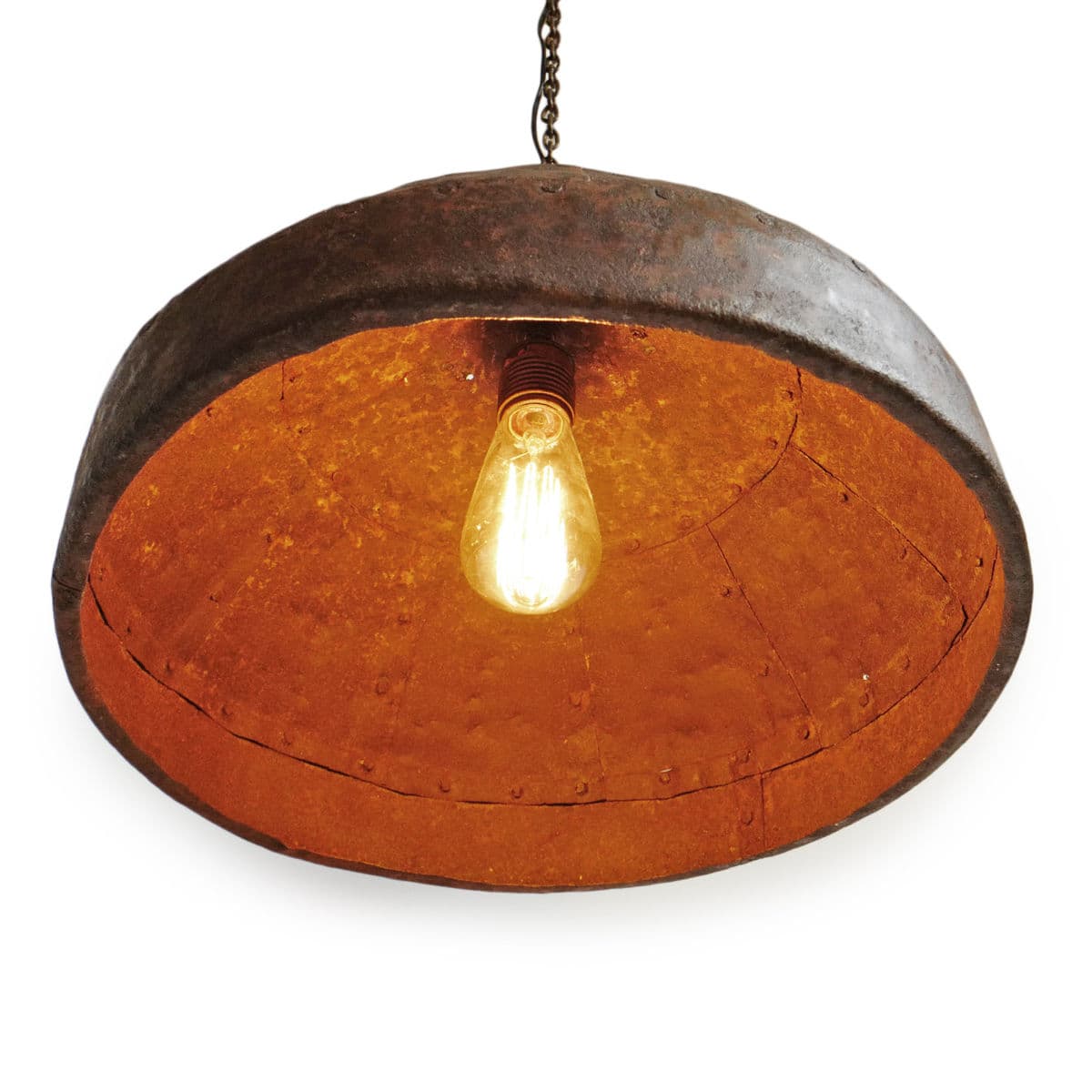 Vintage Rust Iron Rivet Pendant Light - Thumbnail 4