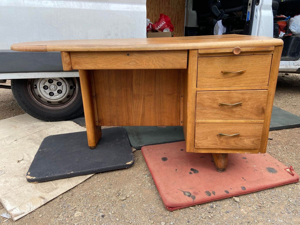 1960s Vintage Art Deco Mid Century Modern Desk - Thumbnail 3