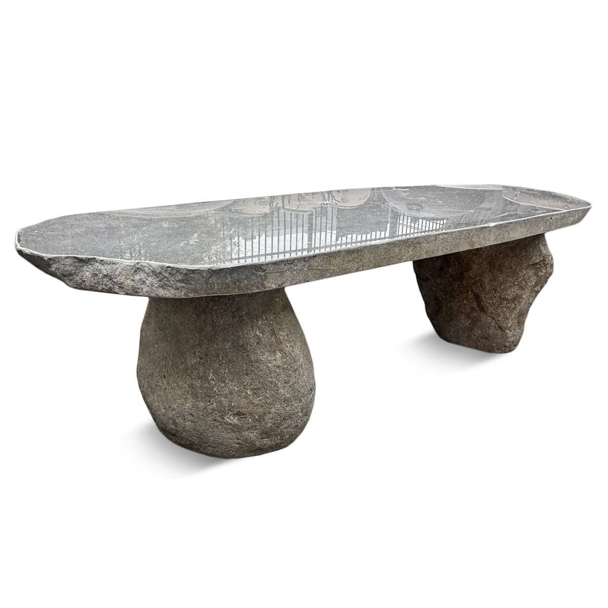 Stone Slab Boulder Coffee Table Bench - Thumbnail 4
