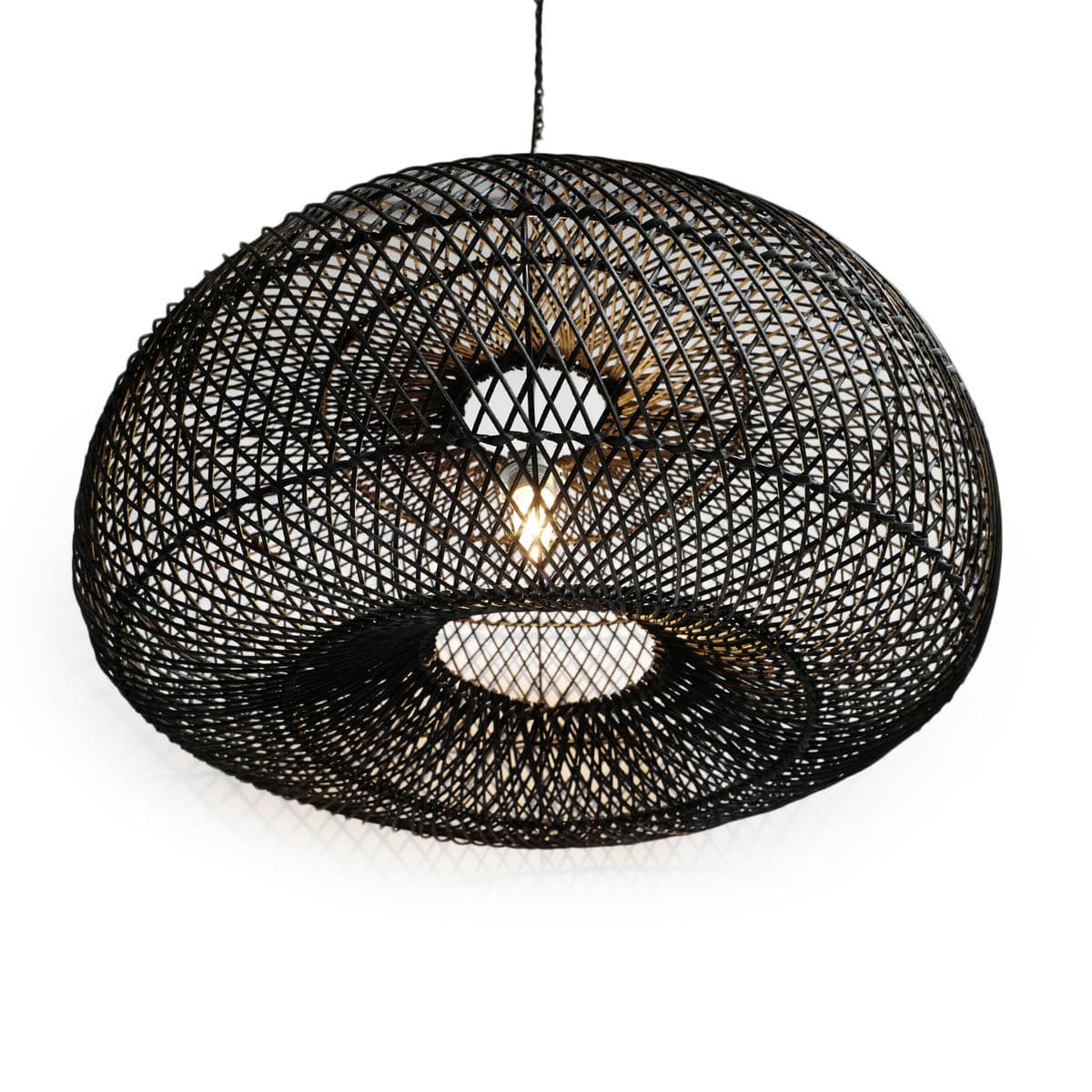 Black Wicker Donut Lantern Medium - Thumbnail 4
