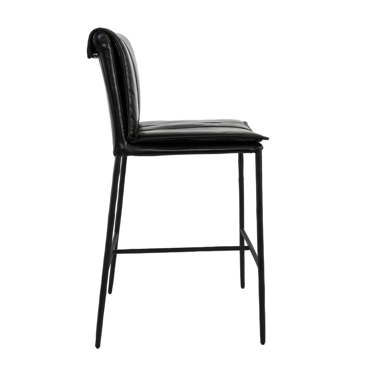 Bentley Black Leather Counter Stool - Thumbnail 4