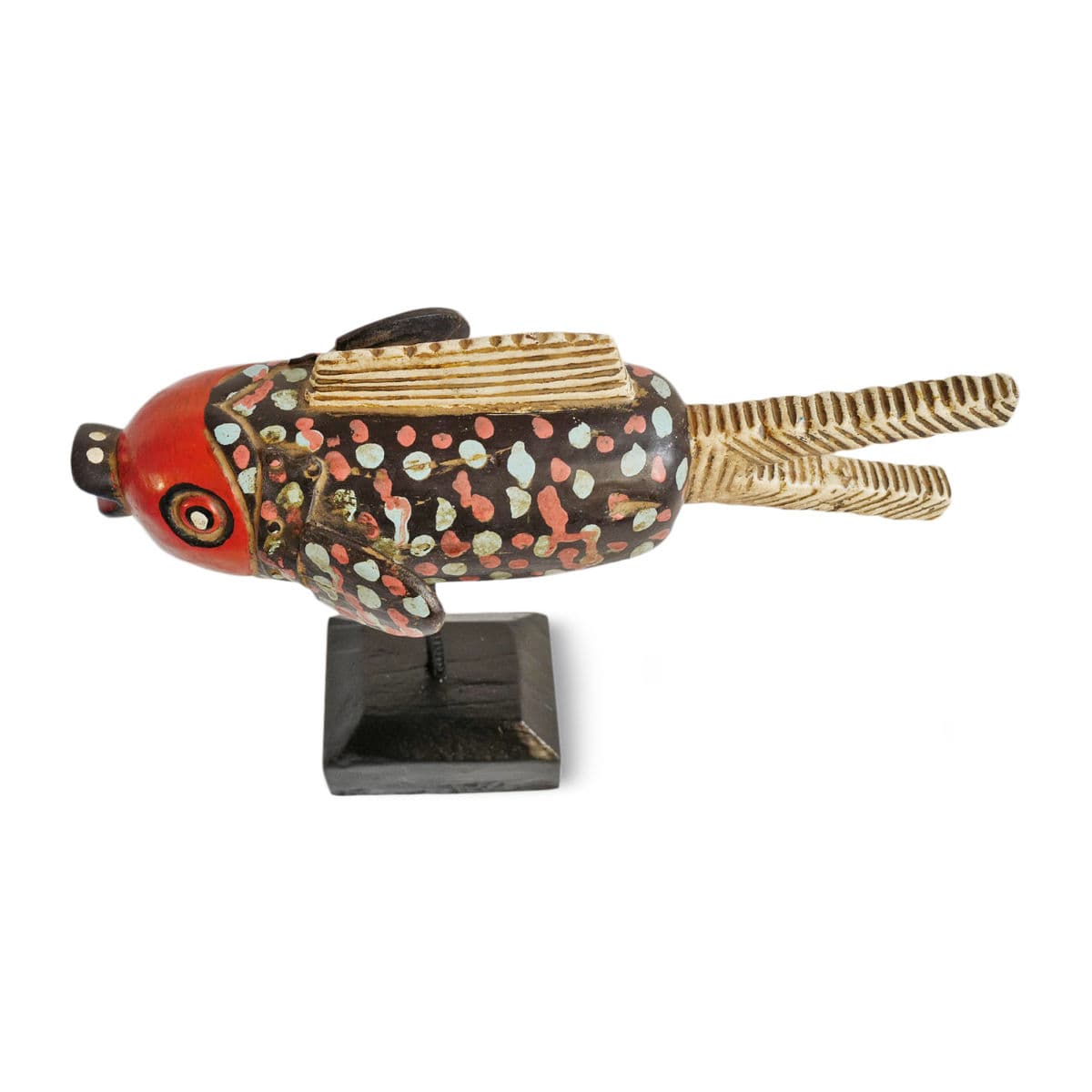 Mali Wood Bozo Fish Puppet on Stand - Thumbnail 4