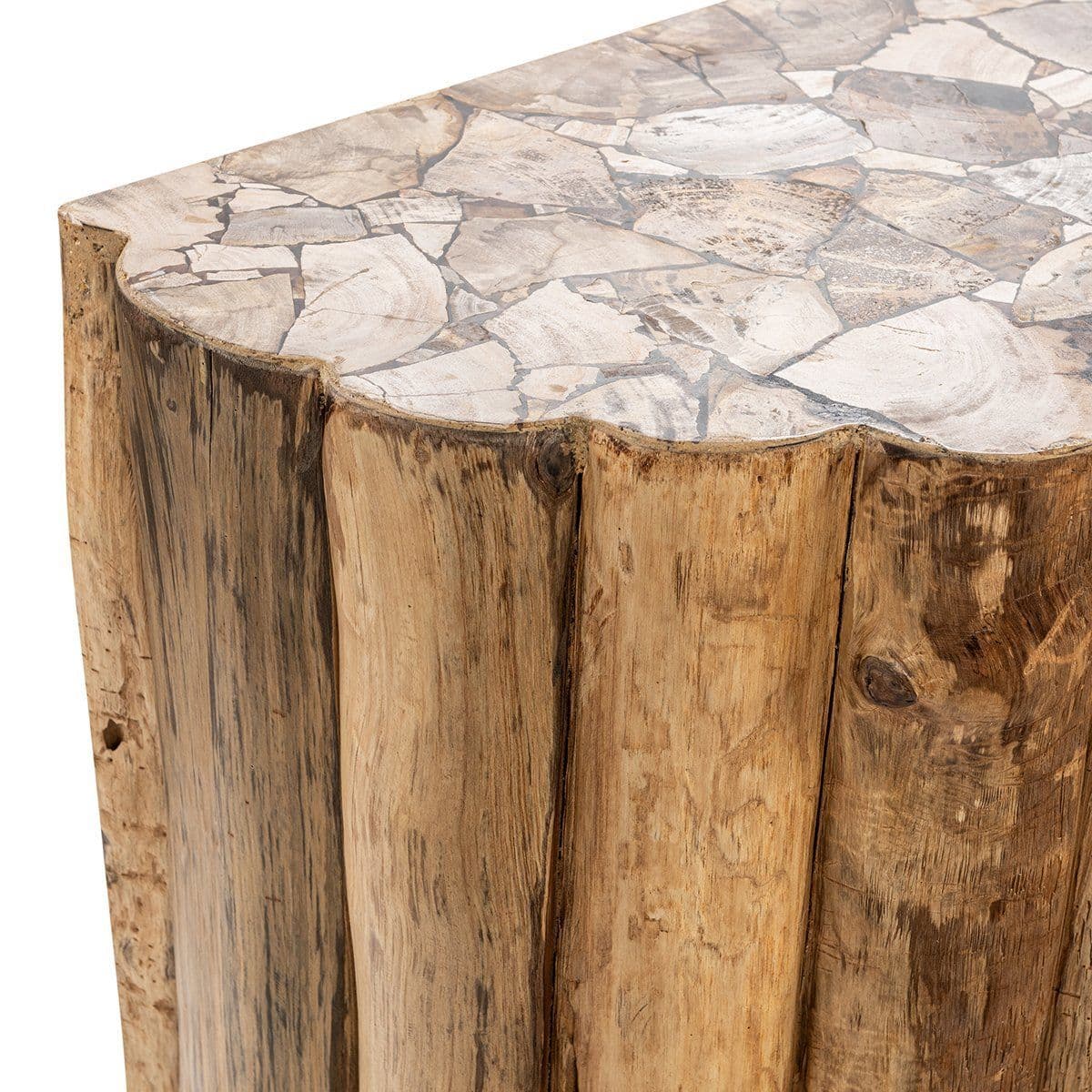 Petrified Wood Top Organic Teak Console - Thumbnail 4