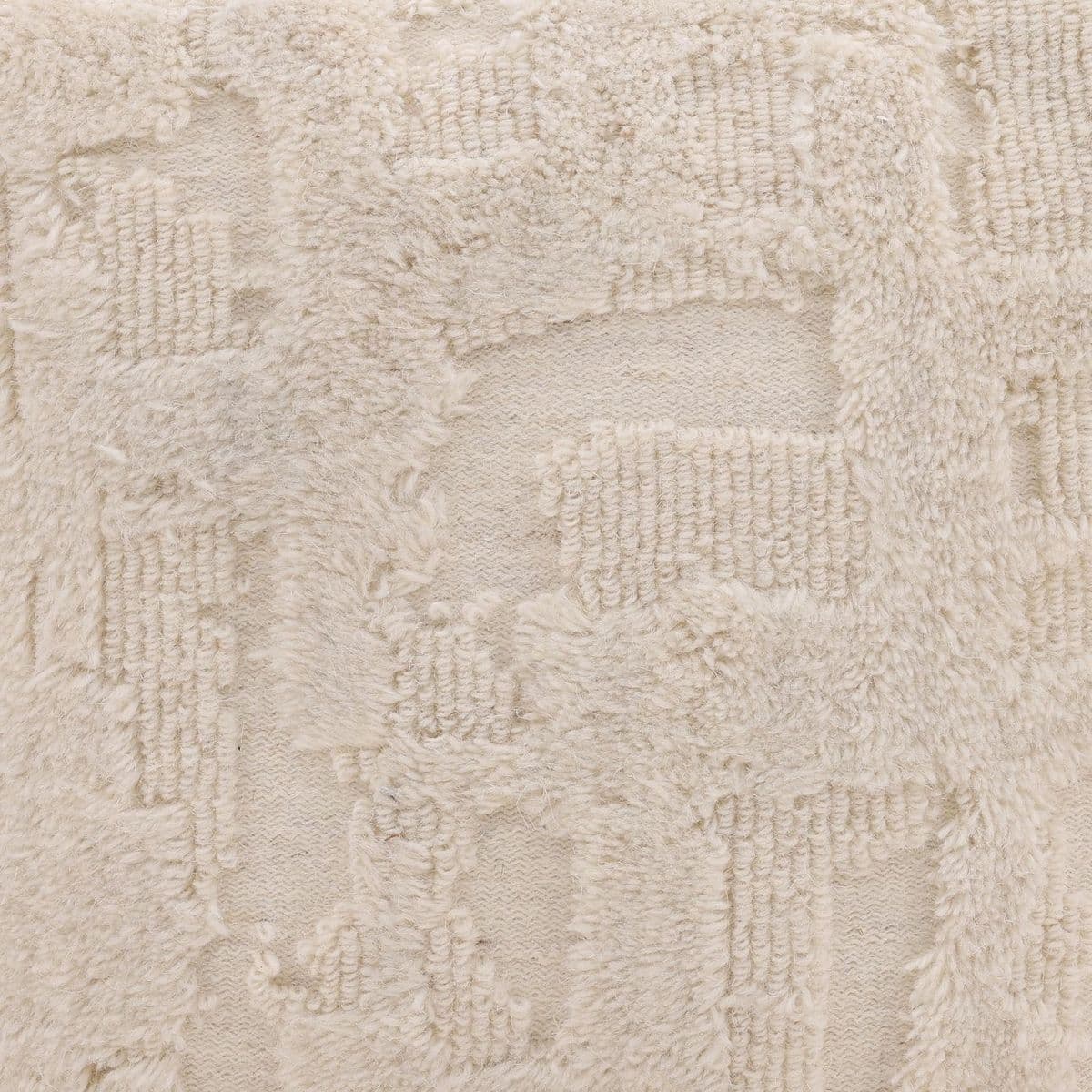 Ivory Wool Woven Pouf - Thumbnail 4