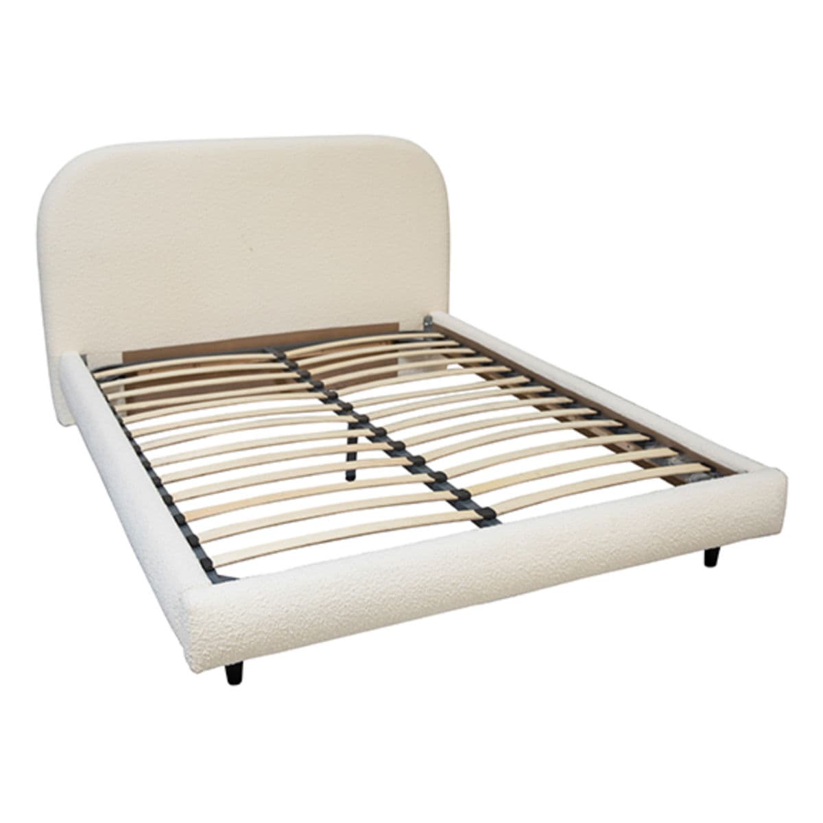 White Mod Boucle Queen Bed Frame - Thumbnail 4