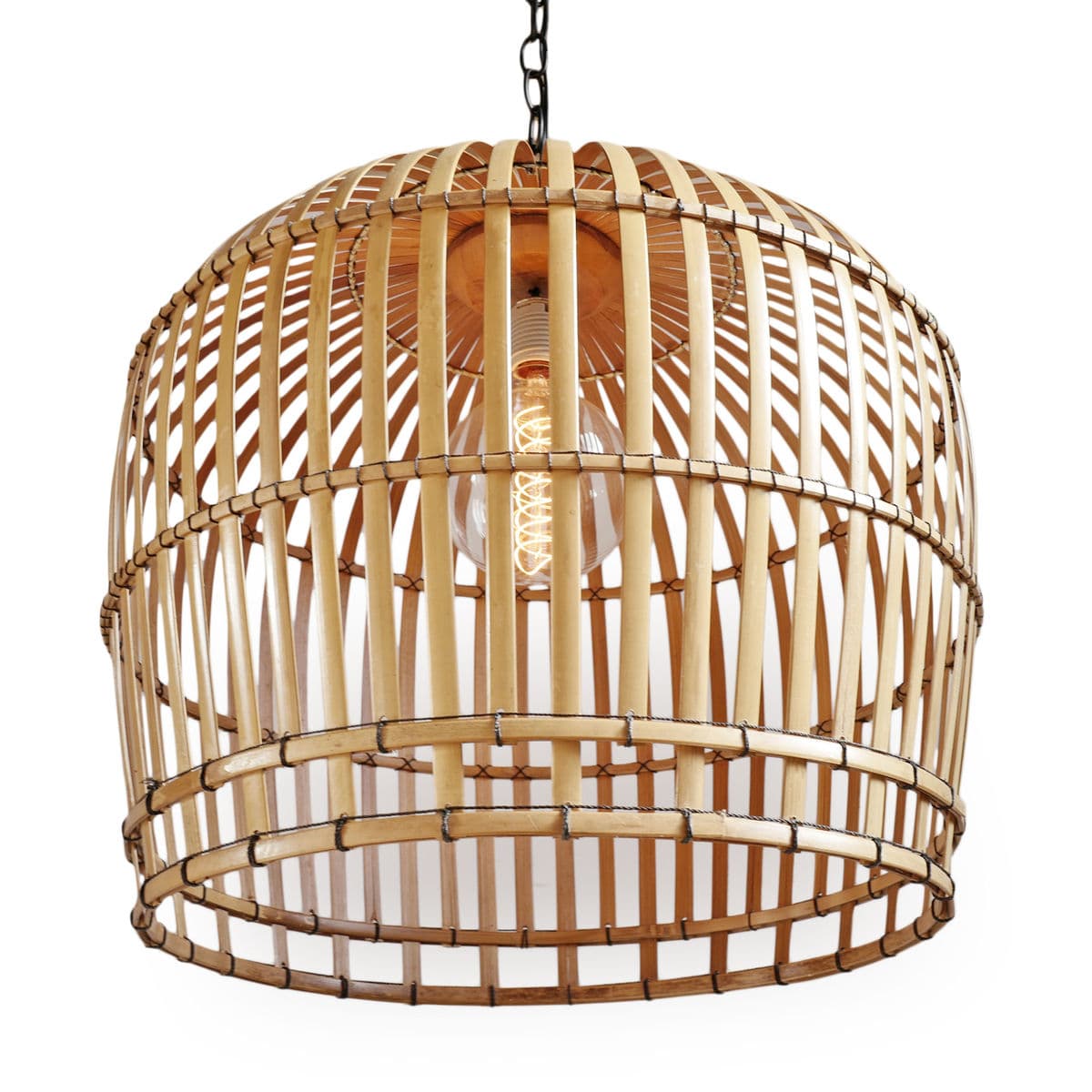 Bamboo Strip Cage Pendant Light - Thumbnail 4