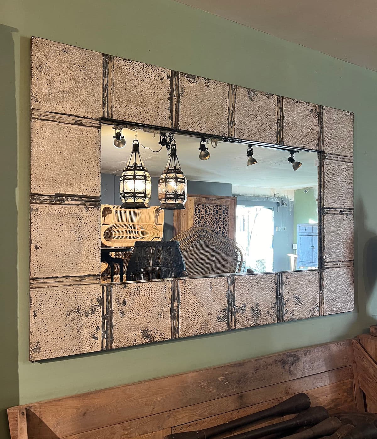 Vintage Ceiling Tin Mirror - Thumbnail 4