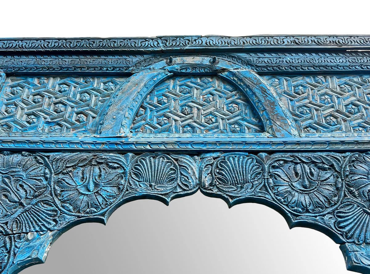 Antique Blue Raja Architectural Mirror - Thumbnail 4