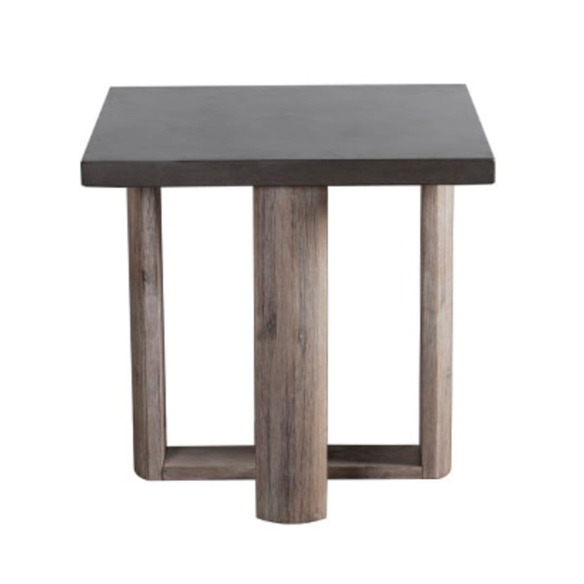 Outdoor Teak & Concrete Side Table - Thumbnail 4