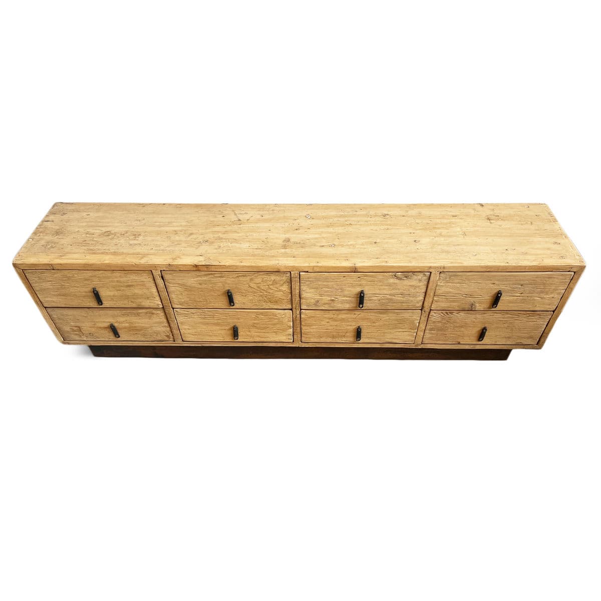 Low Vintage Pine & Iron Dresser Bench - Thumbnail 4