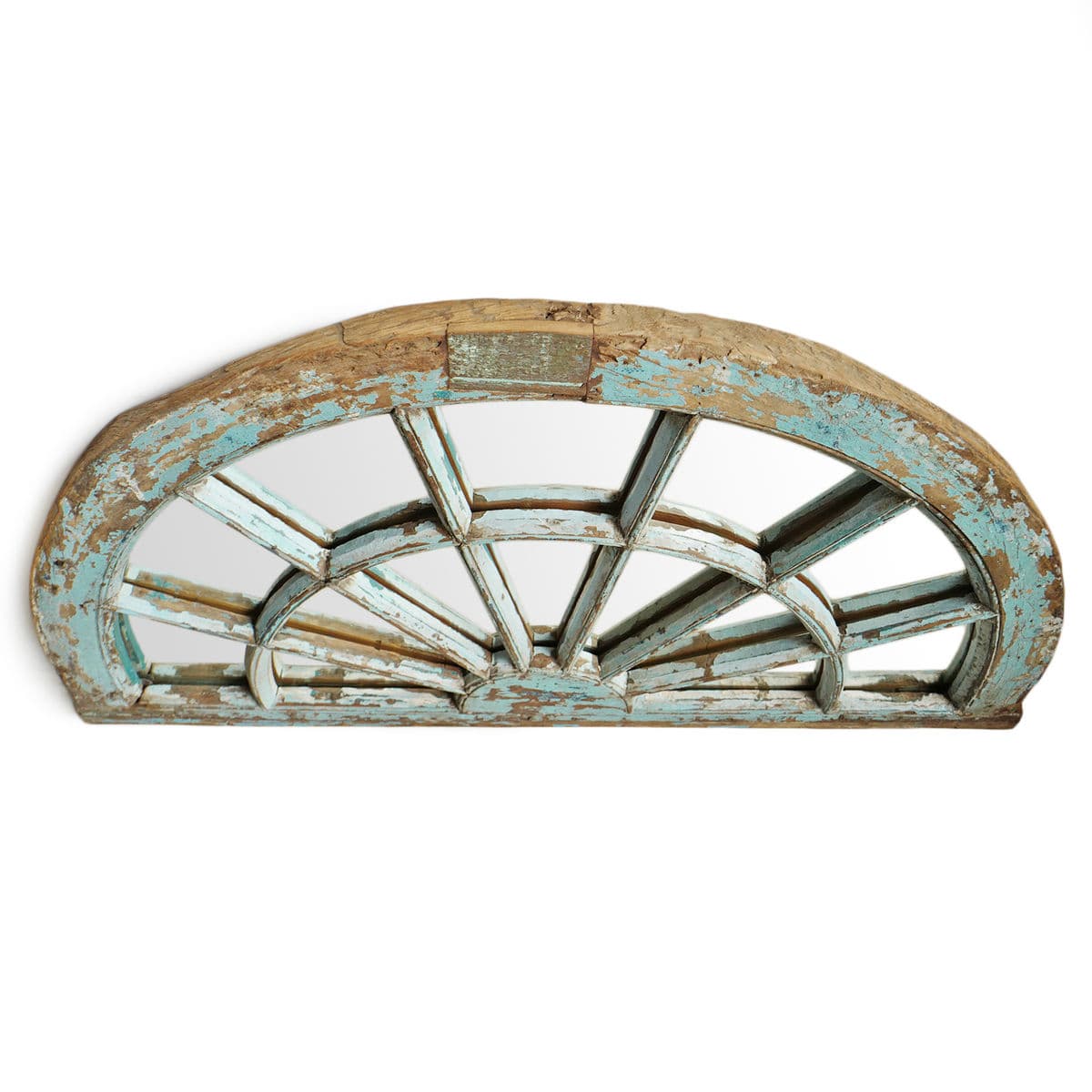 Antique Blue Window Transom Arch Mirror - Thumbnail 4