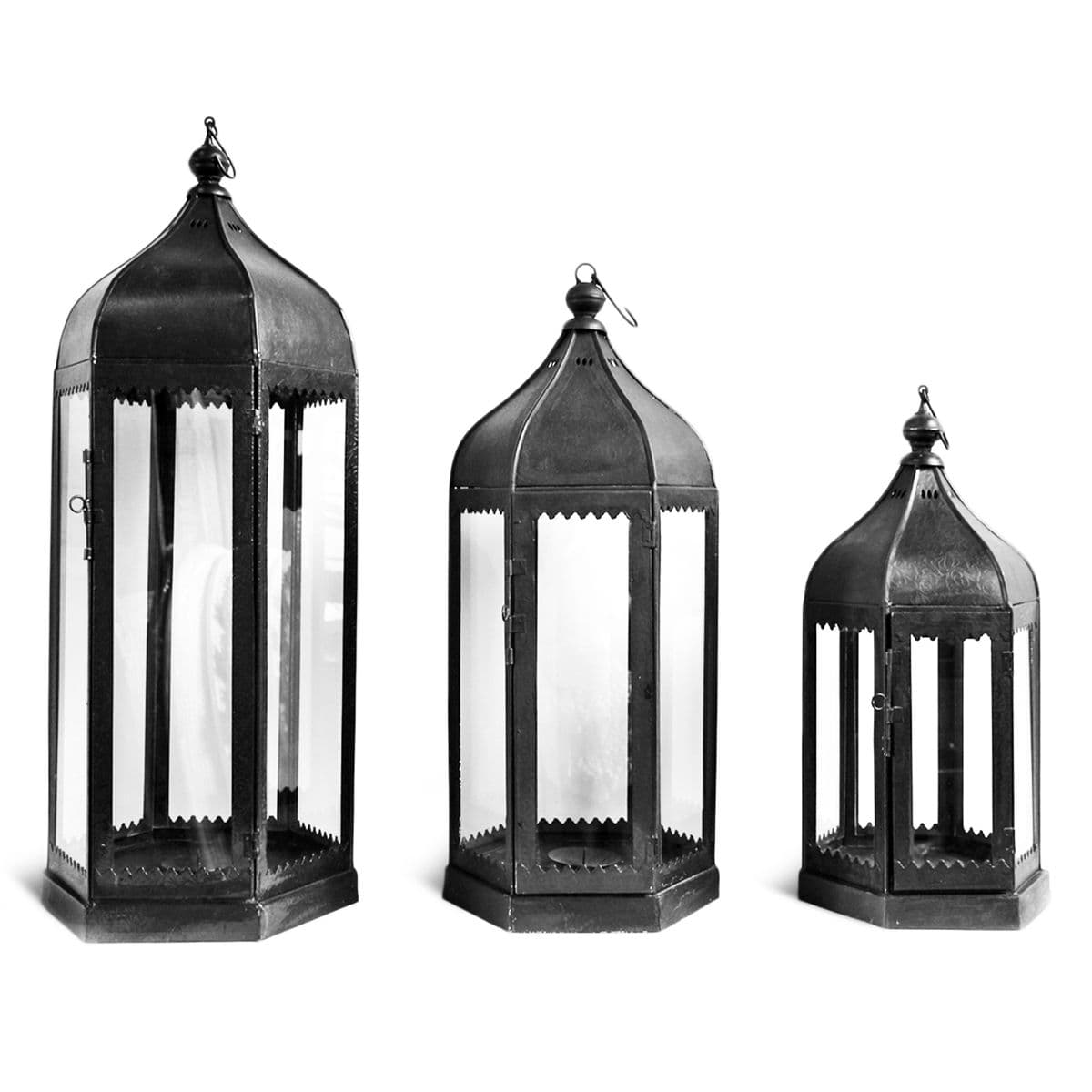 Moorish Black Iron Lantern Small - Thumbnail 4