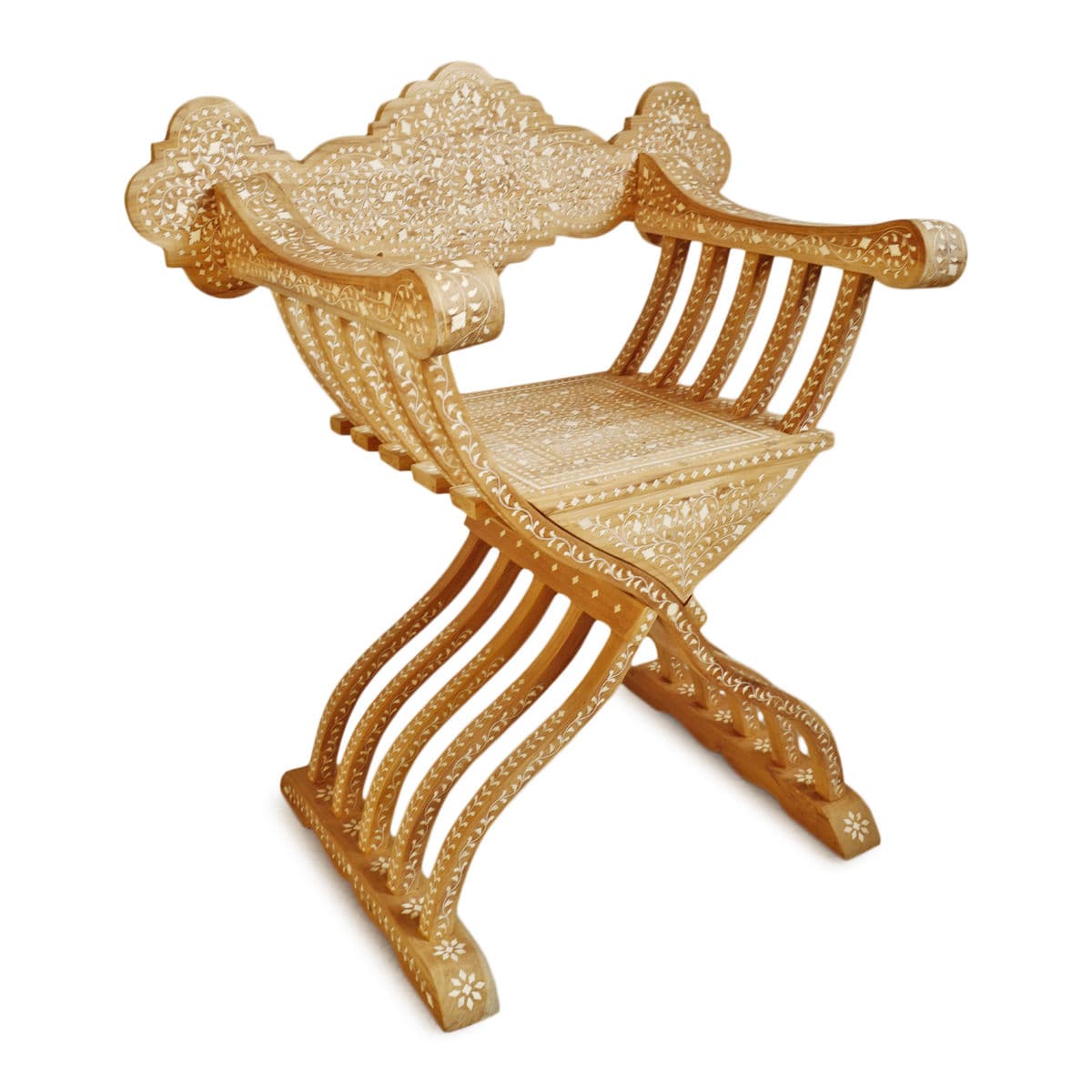 Wood Inlay Agra Arm Chair - Thumbnail 4