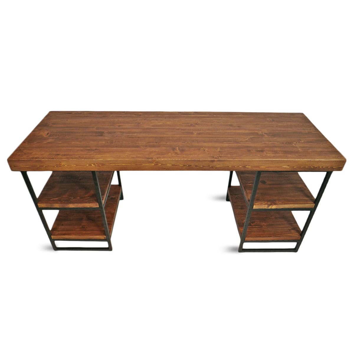 Reclaimed Wood & Iron Shelf Desk - Thumbnail 4