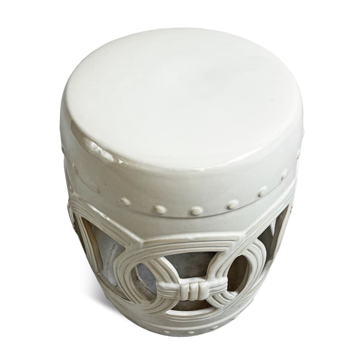 White Ceramic Ring Garden Stool - Thumbnail 4