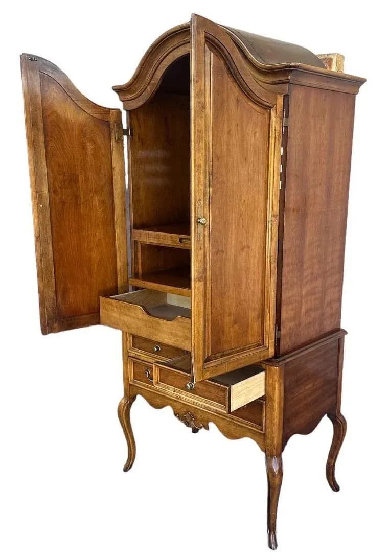 Solid Cherry Armoire With Dome Top and Cabriole Legs by Lexington - Vintage Circa 1980s - Thumbnail 4