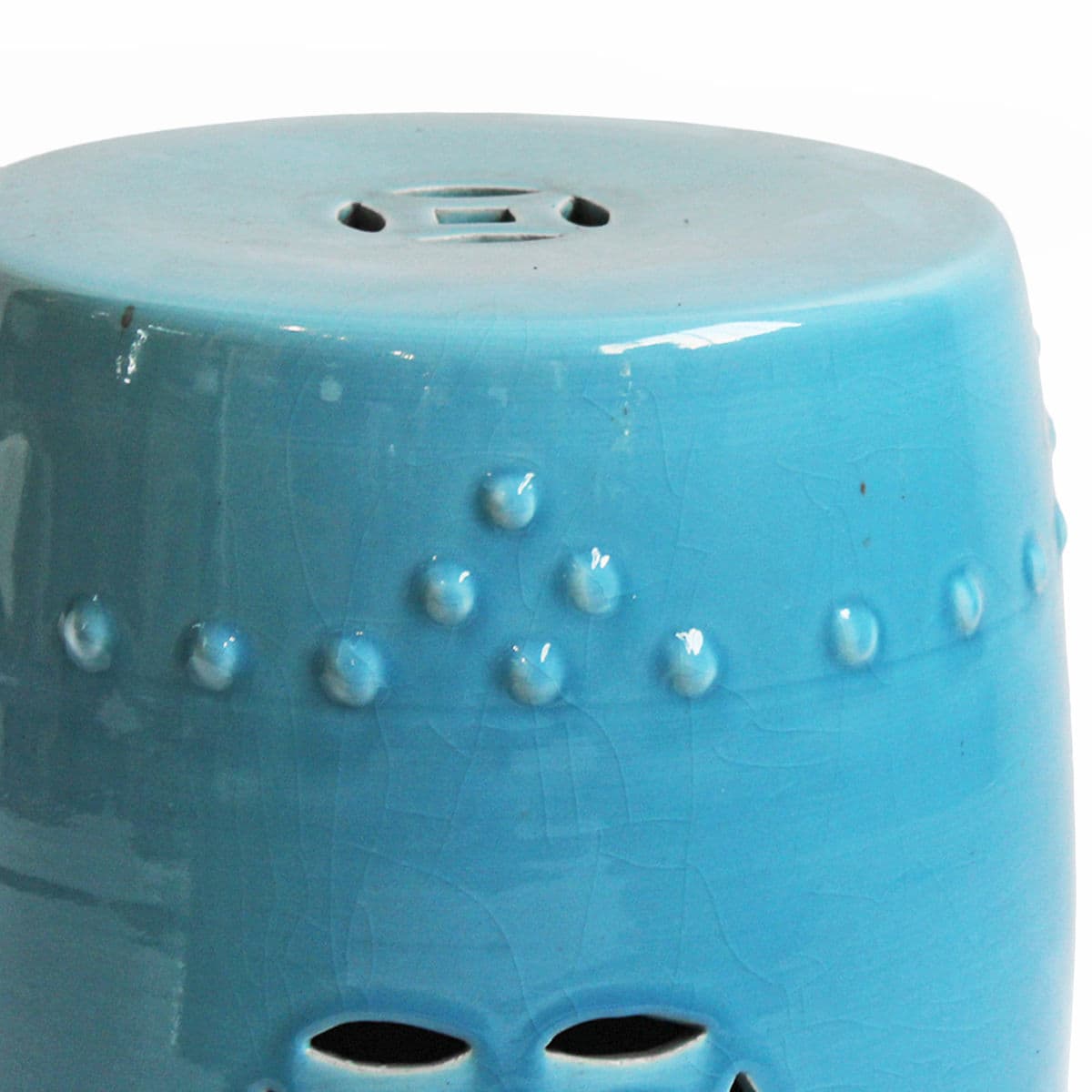Painted Blue Ceramic Garden Stool - Thumbnail 4