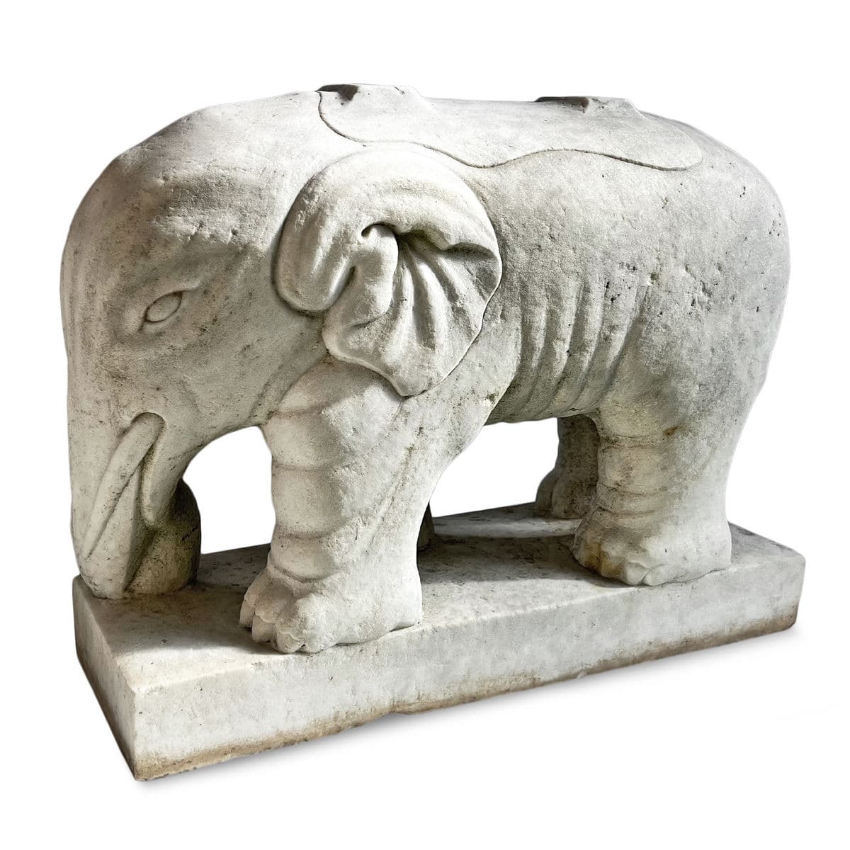 Antique White Marble Elephant - Thumbnail 4