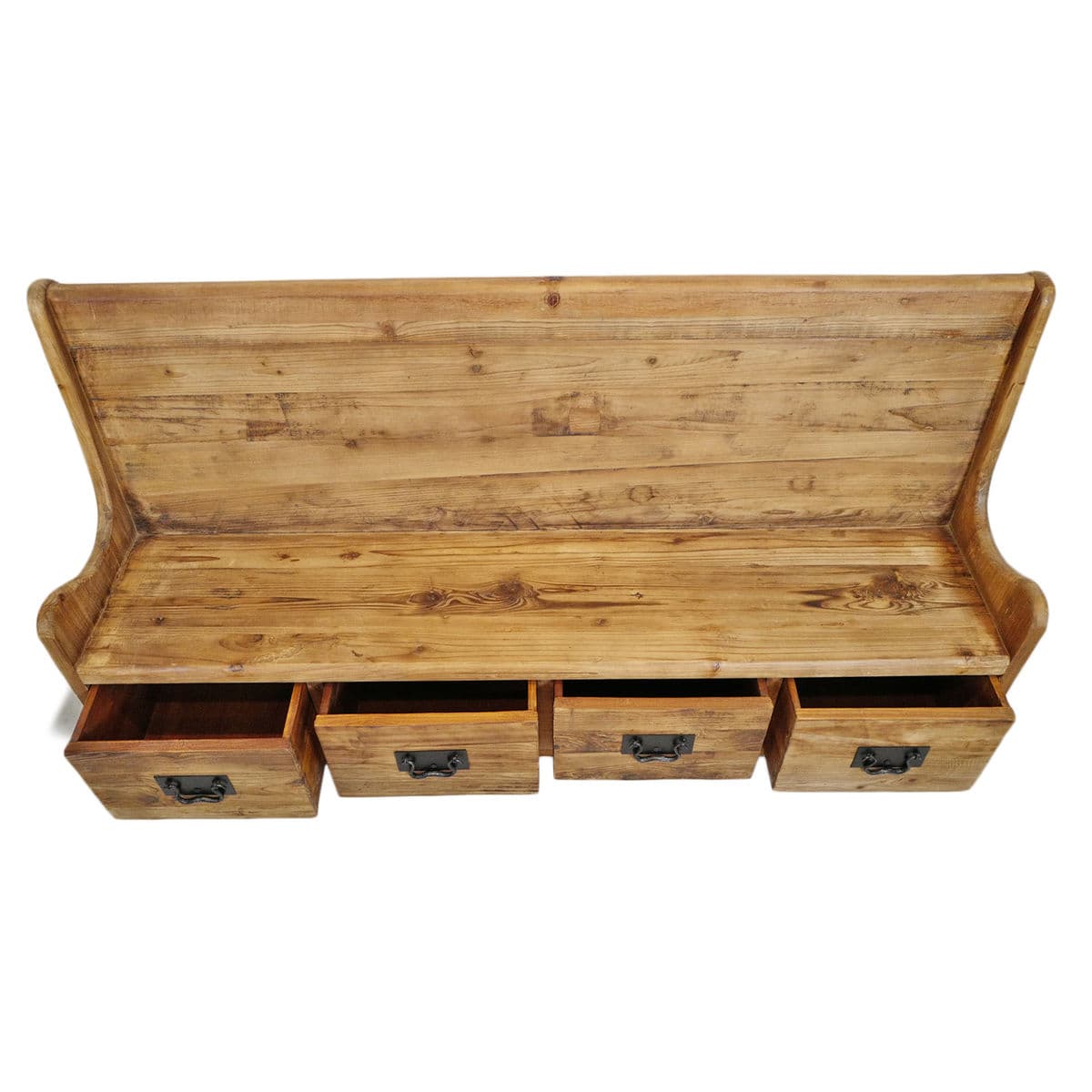 Salvaged Pine Hall Bench with Drawers - Thumbnail 4