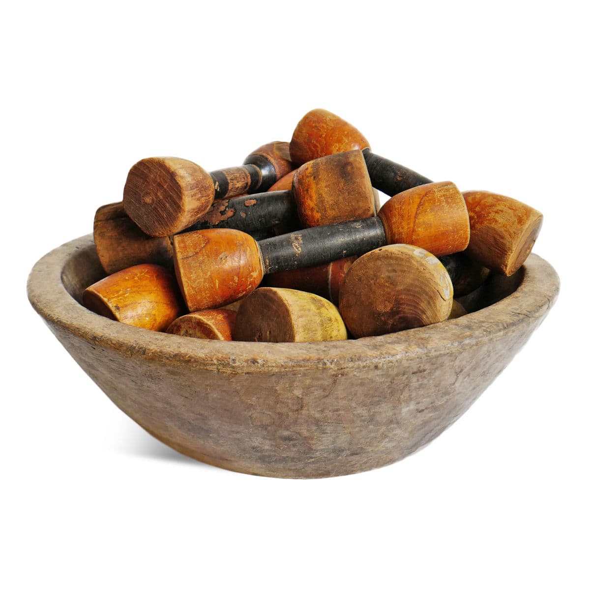 Antique India Wood Dumbbell - Thumbnail 4