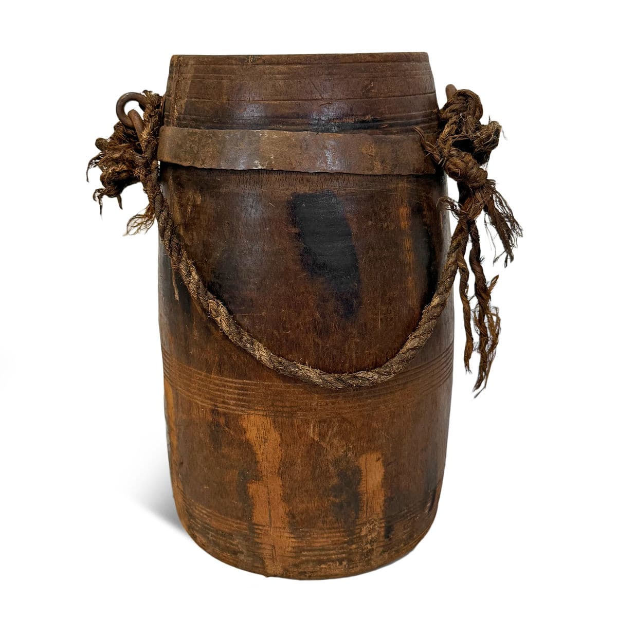 Vintage India Wood Water Pot - Thumbnail 4