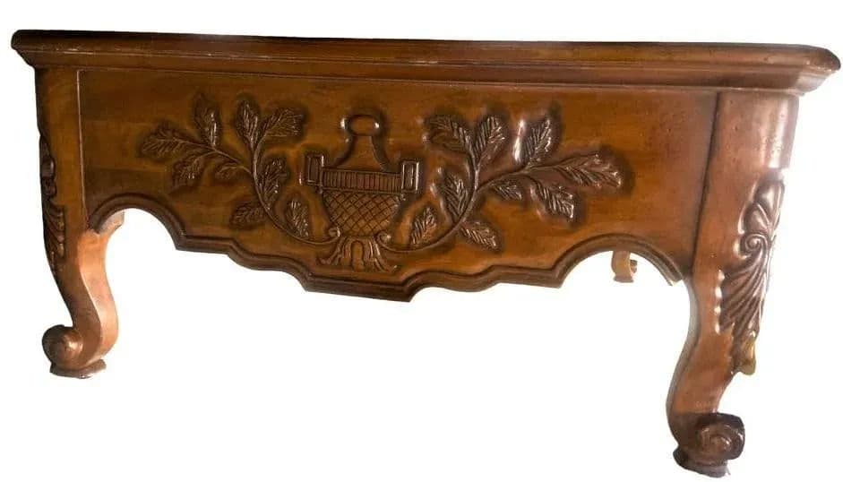 Late 20th Century Large French Provincial Carved Cherry Wood Cocktail or Coffee Table - Attributed to Karges - Thumbnail 4