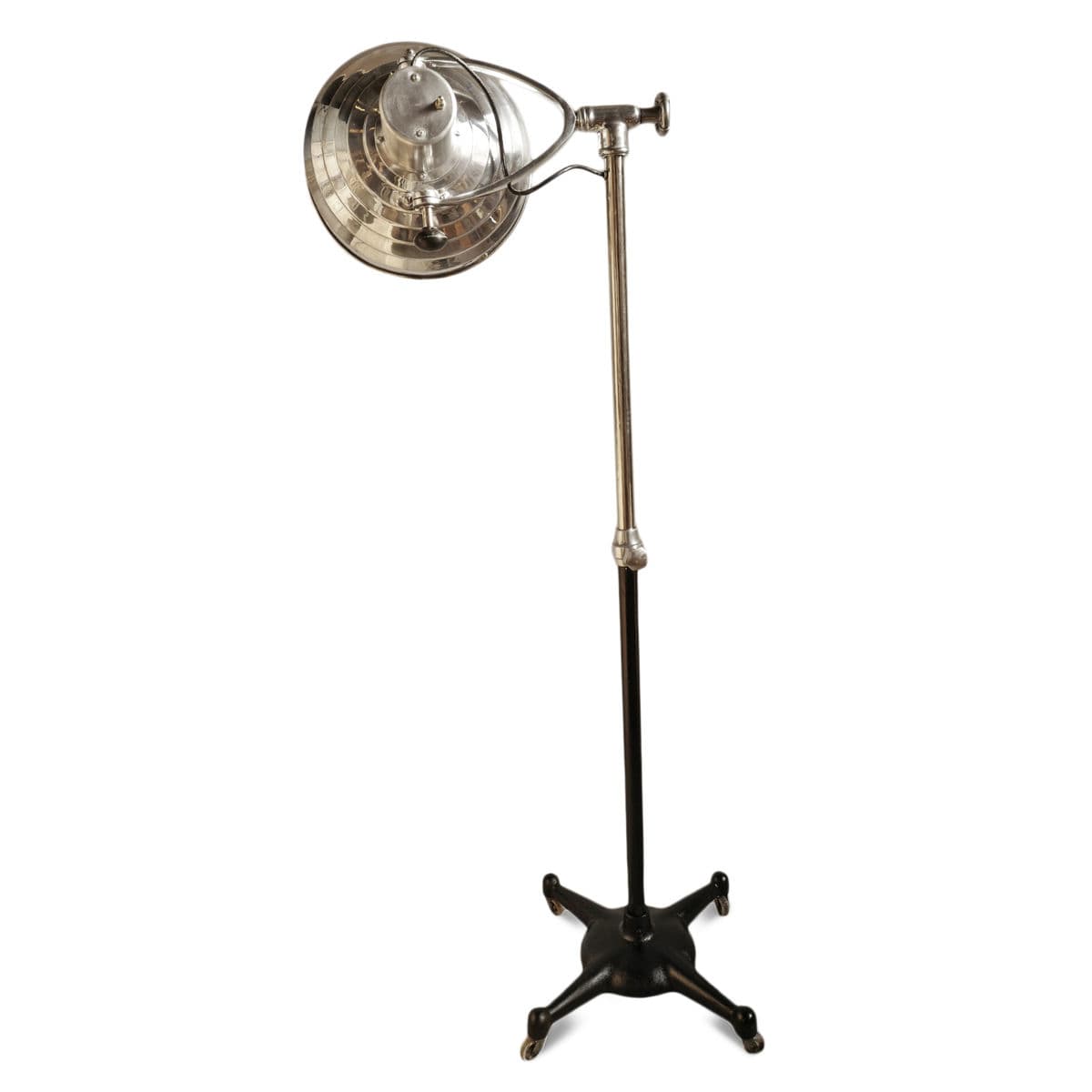 Vintage Chrome Industrial Floor Lamp on Wheels - Thumbnail 4