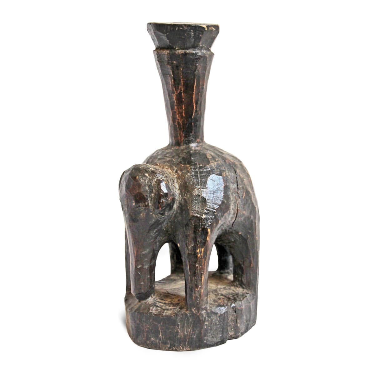 Antique Nepal Wood Elephant - Thumbnail 4