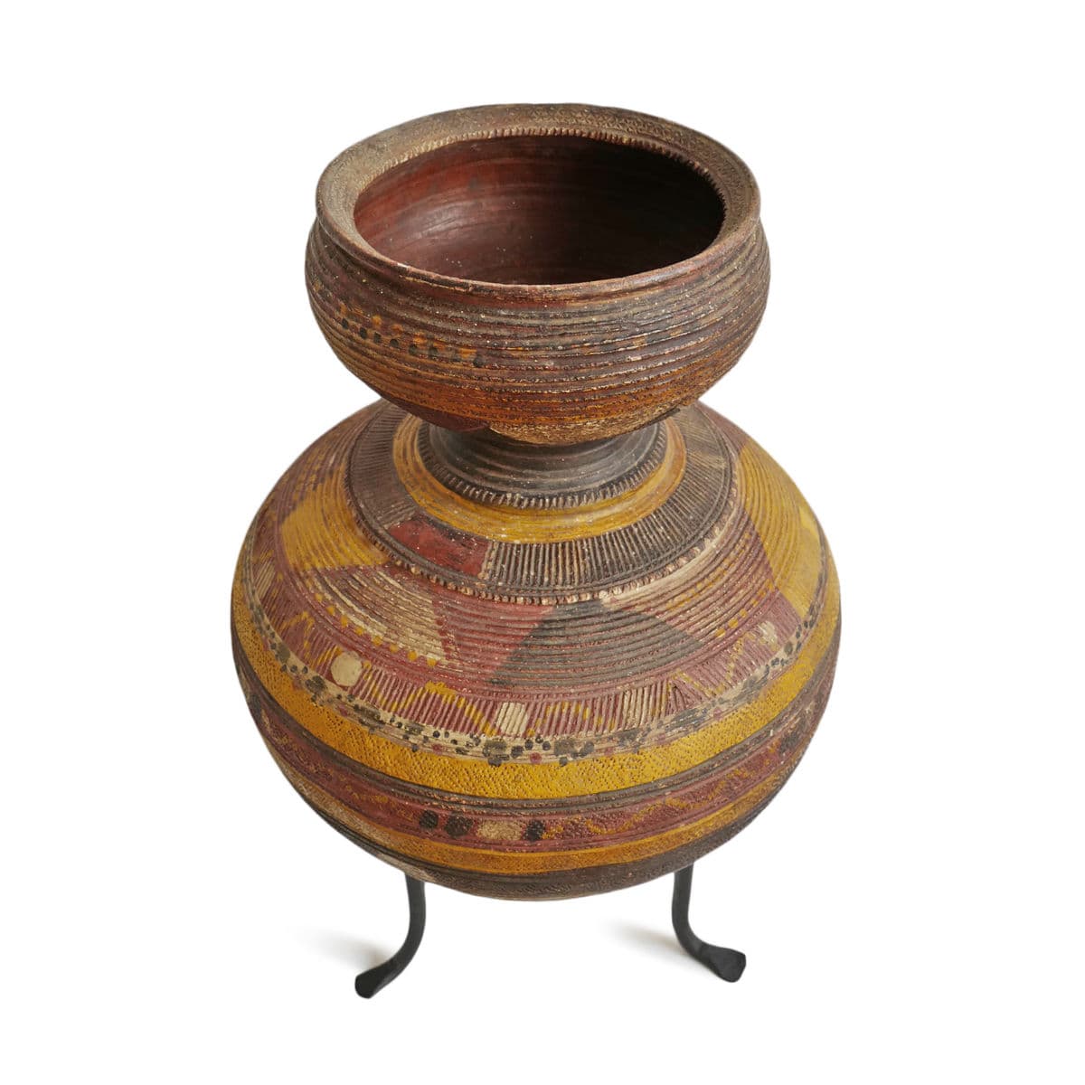 Vintage Bida Water Vessel on Stand - Thumbnail 4