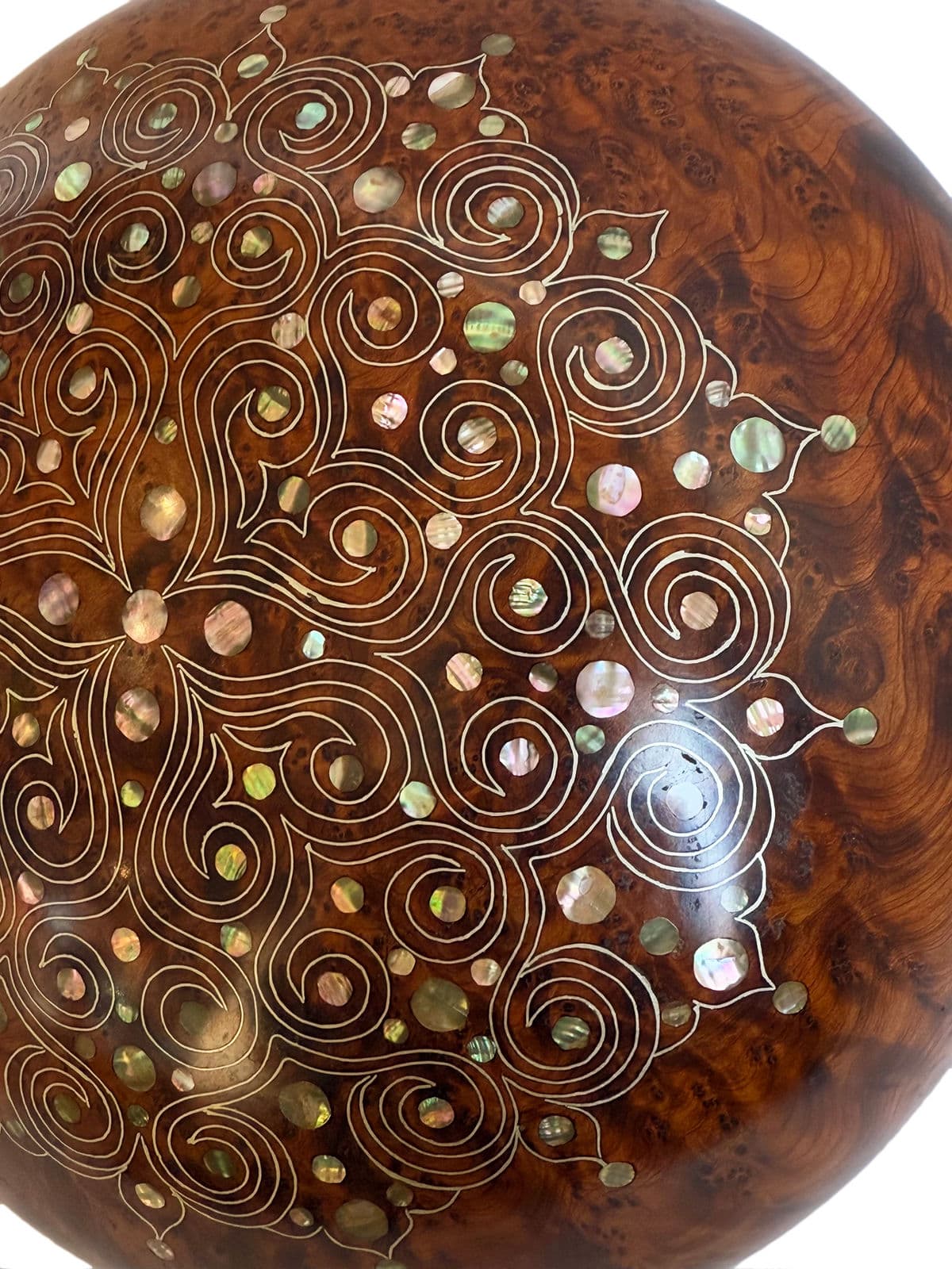 Vintage Inlay Burl Cedar Wood Bowl - Thumbnail 4