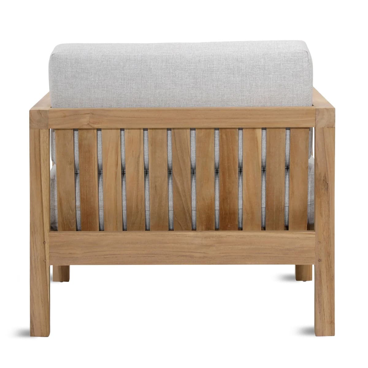 Outdoor Pale Grey & Teak Arm Chair - Thumbnail 4