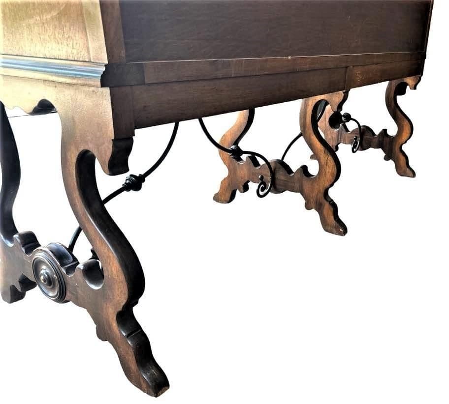 Antique Berkey & Gay Grand Rapids 72” ‘Span-Umbrian' Walnut, Burlwood and Polychrome Credenza or Buffet - Circa 1917 - Thumbnail 4