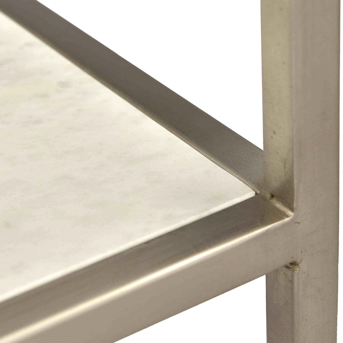 Modern White Marble & Nickel Finish Shelf - Thumbnail 4